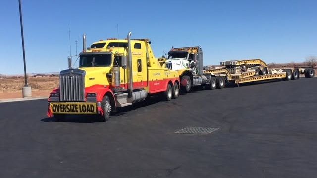 A&A Towing heavy-haul truck and trailer near Gallup, NM